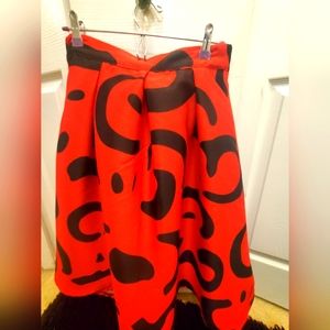Formal Black and Red Skater Skirt. Size Small.
